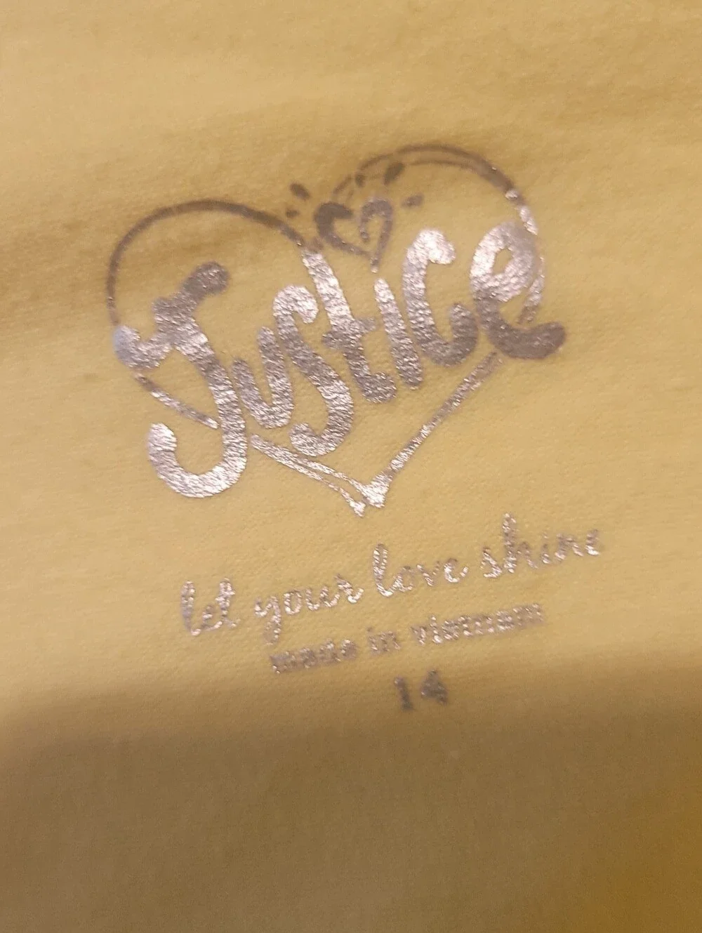 Justice Girls Yellow One-Shoulder Heart Graphic Top - Size 14